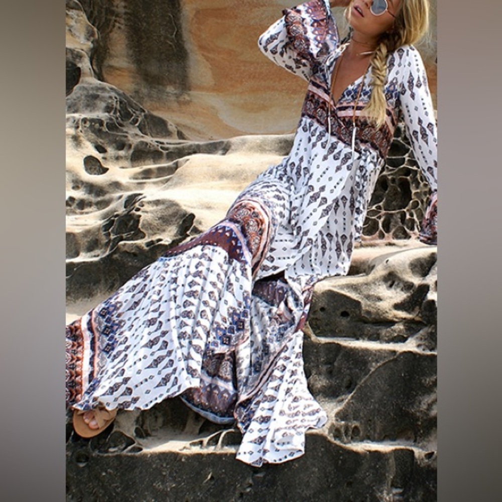 Anthropologie/Free People Inspired Boho Paisley Wrap Dress.  BNWT